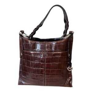 Brighton Elegant Leather Brown Crocodile-Embossed Women's Bag
